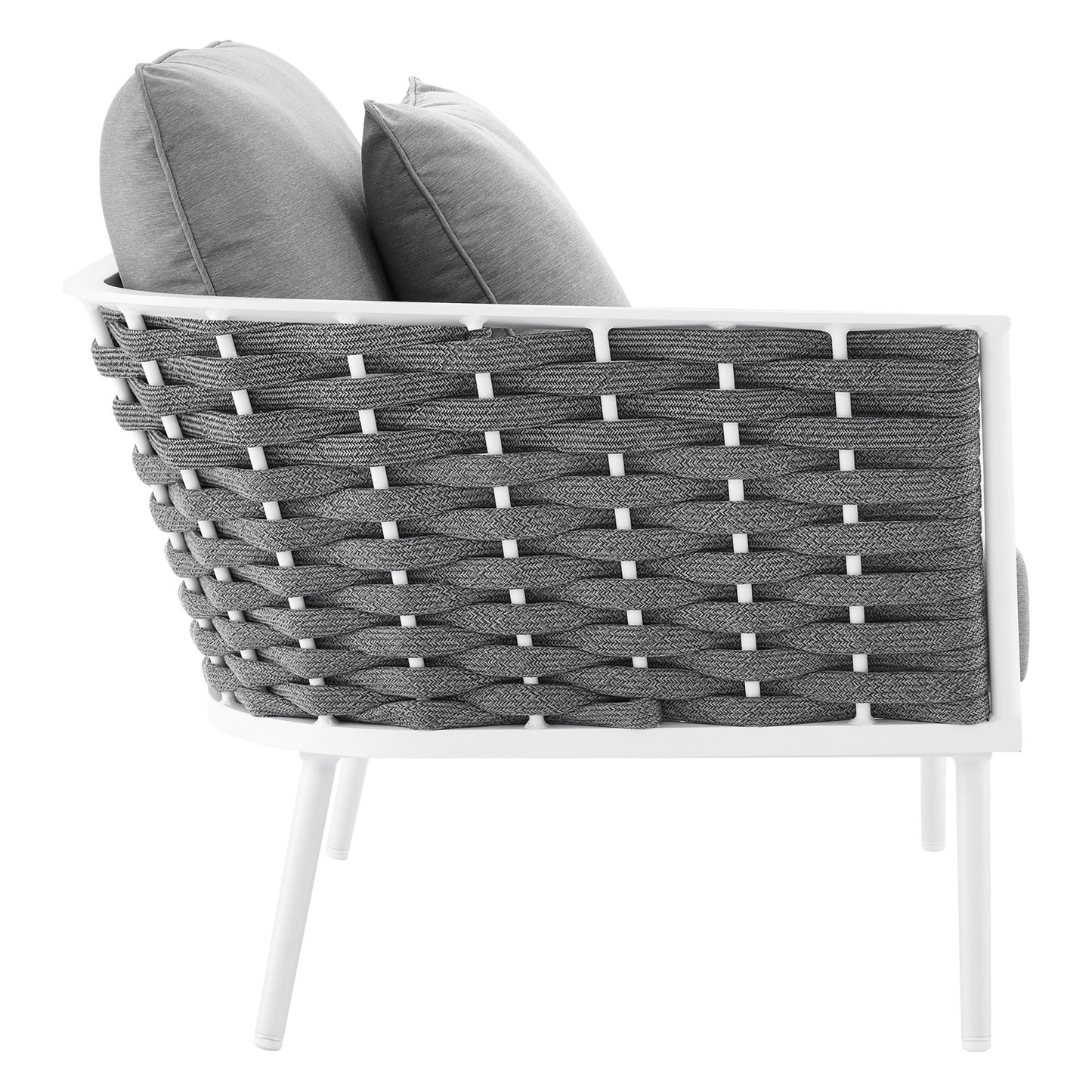 Modway - Stance Outdoor Patio Aluminum Left-Facing Armchair by Modway  Outdoor Furniture Sofa Sectionals Gray - EEI-5565-WHI-GRY