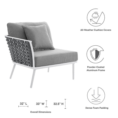 Modway - Stance Outdoor Patio Aluminum Left-Facing Armchair by Modway  Outdoor Furniture Sofa Sectionals Gray - EEI-5565-WHI-GRY