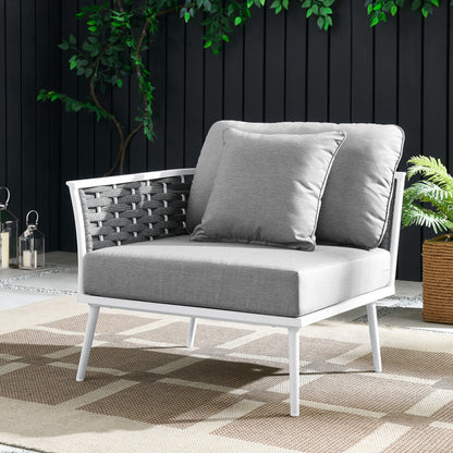 Modway - Stance Outdoor Patio Aluminum Left-Facing Armchair by Modway  Outdoor Furniture Sofa Sectionals Gray - EEI-5565-WHI-GRY