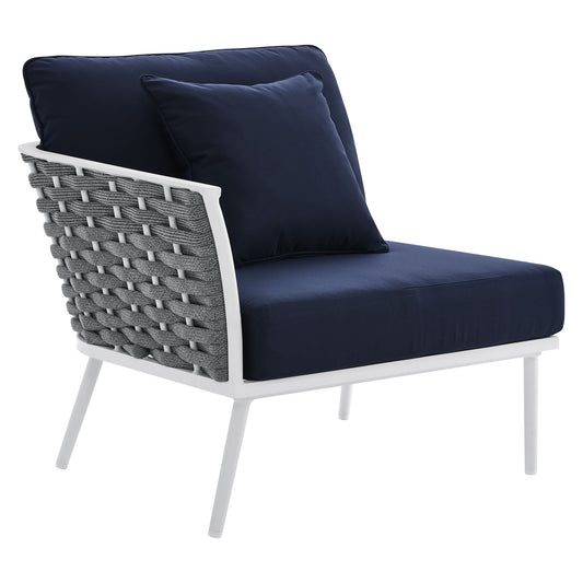 Modway Outlet Stance Outdoor Patio Aluminum Left-Facing Armchair by Modway  Outdoor Furniture Furniture White Navy - EEI-5565-WHI-NAV