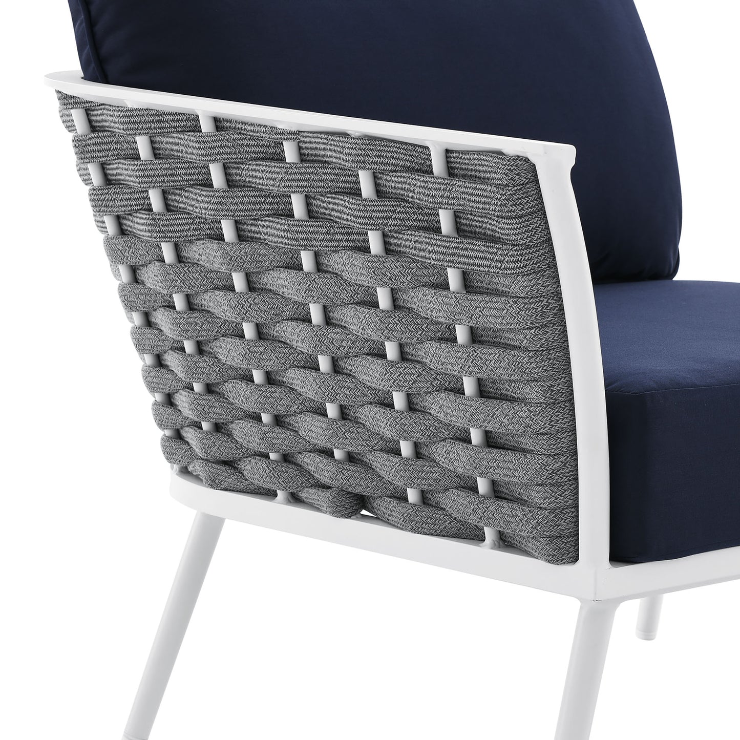 Modway Outlet Stance Outdoor Patio Aluminum Left-Facing Armchair by Modway  Outdoor Furniture Furniture White Navy - EEI-5565-WHI-NAV