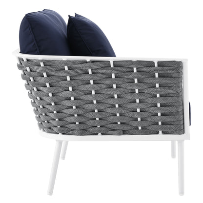 Modway Outlet Stance Outdoor Patio Aluminum Left-Facing Armchair by Modway  Outdoor Furniture Furniture White Navy - EEI-5565-WHI-NAV