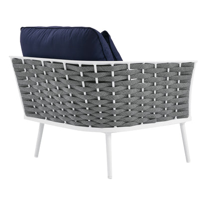 Modway Outlet Stance Outdoor Patio Aluminum Left-Facing Armchair by Modway  Outdoor Furniture Furniture White Navy - EEI-5565-WHI-NAV