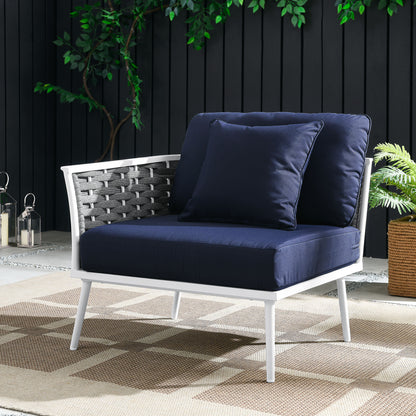 Modway Outlet Stance Outdoor Patio Aluminum Left-Facing Armchair by Modway  Outdoor Furniture Furniture White Navy - EEI-5565-WHI-NAV