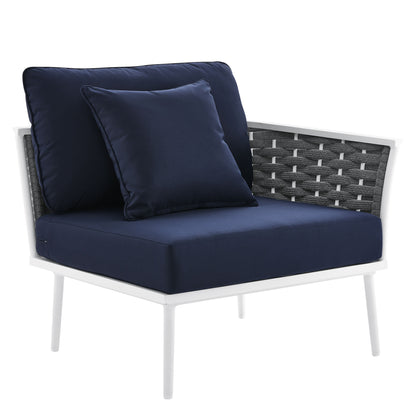 Modway Outlet Stance Outdoor Patio Aluminum Right-Facing Armchair by Modway  Outdoor Furniture Furniture White Navy - EEI-5566-WHI-NAV