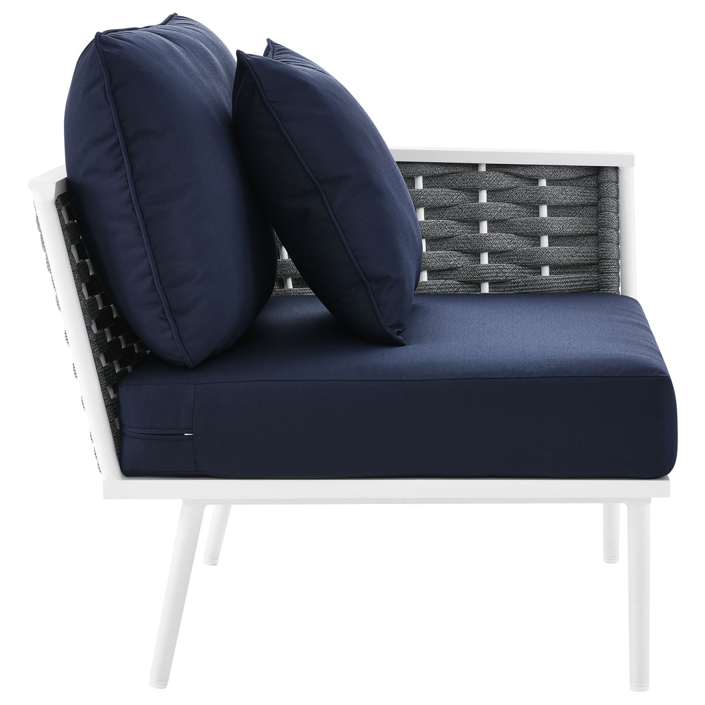 Modway Outlet Stance Outdoor Patio Aluminum Right-Facing Armchair by Modway  Outdoor Furniture Furniture White Navy - EEI-5566-WHI-NAV
