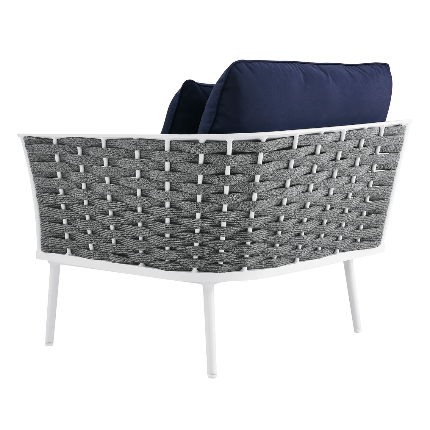 Modway Outlet Stance Outdoor Patio Aluminum Right-Facing Armchair by Modway  Outdoor Furniture Furniture White Navy - EEI-5566-WHI-NAV