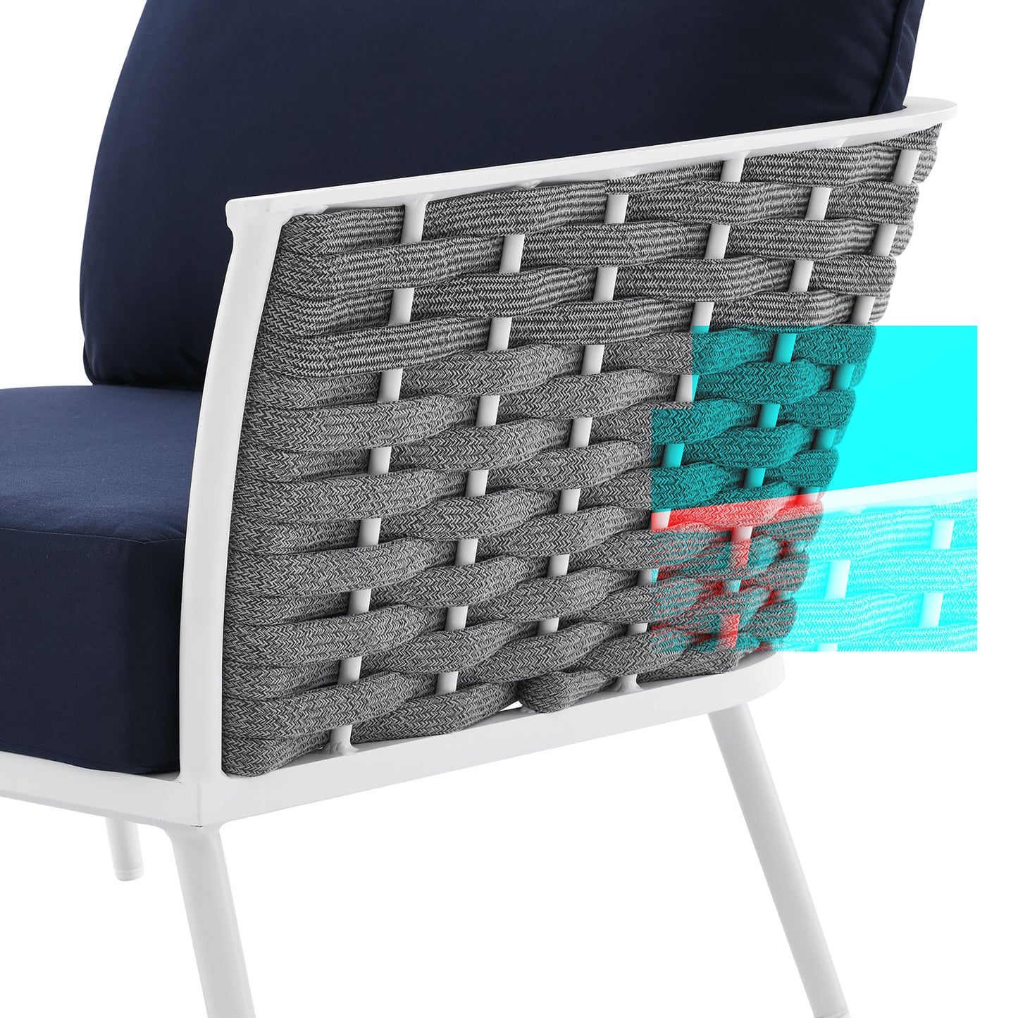 Modway Outlet Stance Outdoor Patio Aluminum Right-Facing Armchair by Modway  Outdoor Furniture Furniture White Navy - EEI-5566-WHI-NAV