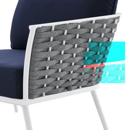 Modway Outlet Stance Outdoor Patio Aluminum Right-Facing Armchair by Modway  Outdoor Furniture Furniture White Navy - EEI-5566-WHI-NAV
