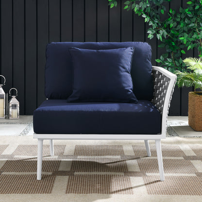Modway Outlet Stance Outdoor Patio Aluminum Right-Facing Armchair by Modway  Outdoor Furniture Furniture White Navy - EEI-5566-WHI-NAV