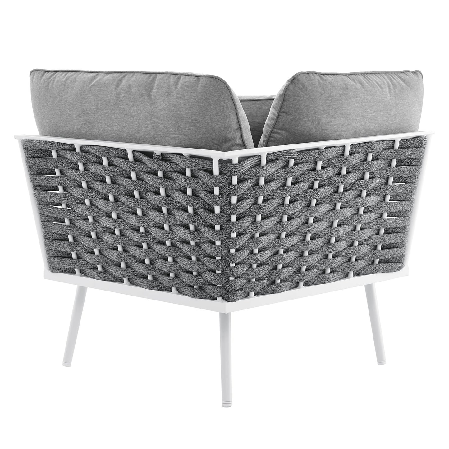 Modway Outlet Stance Outdoor Patio Aluminum Corner Chair by Modway  Outdoor Furniture Furniture White Gray - EEI-5567-WHI-GRY