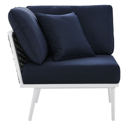 Modway Outlet Stance Outdoor Patio Aluminum Corner Chair by Modway  Outdoor Furniture Furniture White Navy - EEI-5567-WHI-NAV