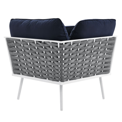 Modway Outlet Stance Outdoor Patio Aluminum Corner Chair by Modway  Outdoor Furniture Furniture White Navy - EEI-5567-WHI-NAV