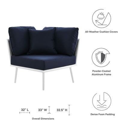 Modway Outlet Stance Outdoor Patio Aluminum Corner Chair by Modway  Outdoor Furniture Furniture White Navy - EEI-5567-WHI-NAV