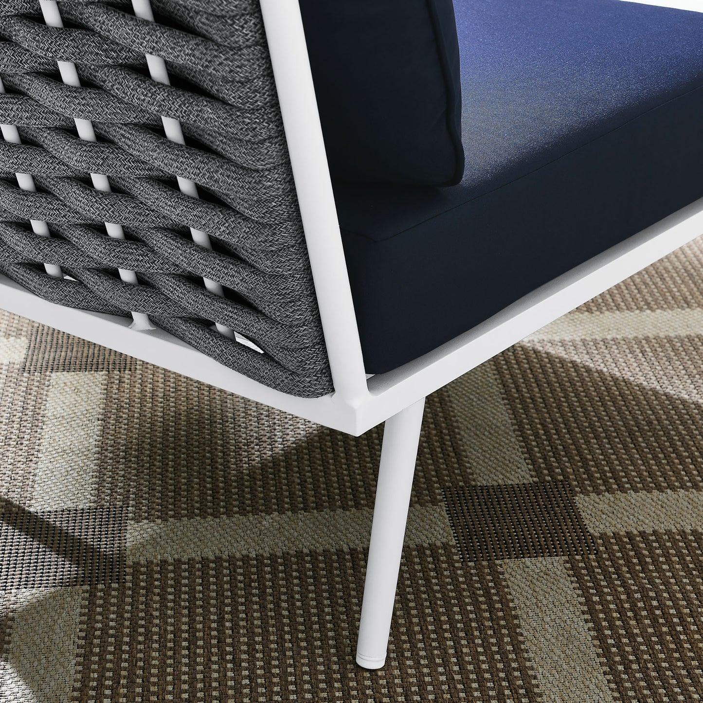 Modway Outlet Stance Outdoor Patio Aluminum Corner Chair by Modway  Outdoor Furniture Furniture White Navy - EEI-5567-WHI-NAV