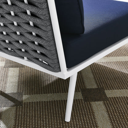 Modway Outlet Stance Outdoor Patio Aluminum Corner Chair by Modway  Outdoor Furniture Furniture White Navy - EEI-5567-WHI-NAV