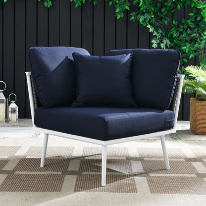 Modway Outlet Stance Outdoor Patio Aluminum Corner Chair by Modway  Outdoor Furniture Furniture White Navy - EEI-5567-WHI-NAV