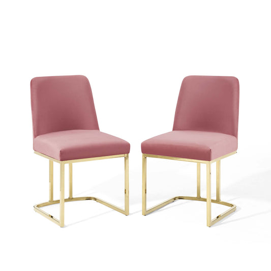 Modway Outlet Amplify Sled Base Performance Velvet Dining Chairs Set of 2 by Modway  Bar and Dining Furniture Gold Dusty Rose - EEI-5569-GLD-DUS