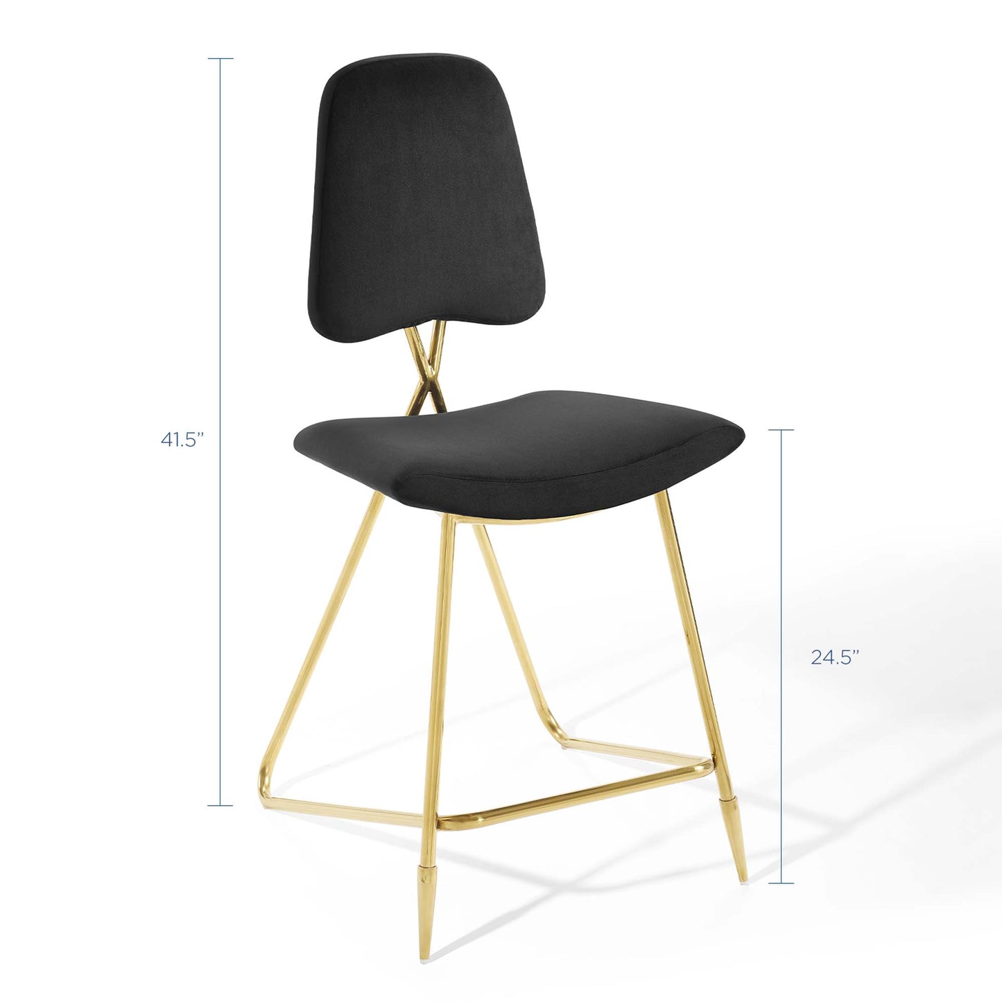 EEI-5572-BLK chair: black upholstered seat & back, gold metal sled legs with cross support.