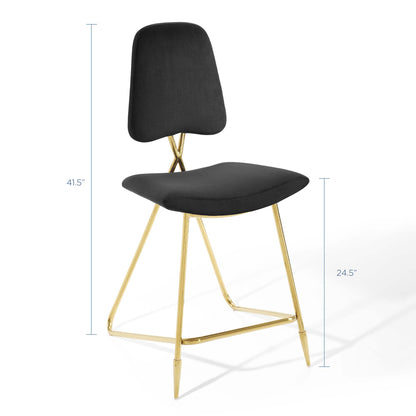 EEI-5572-BLK chair: black upholstered seat & back, gold metal sled legs with cross support.