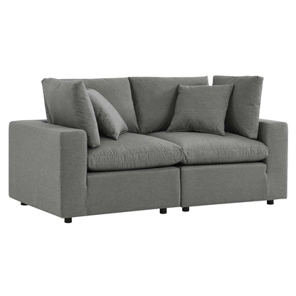 Modway - Commix Overstuffed Outdoor Patio Loveseat by Modway  Outdoor Furniture Sofa Sectionals Black - EEI-5576-CHA