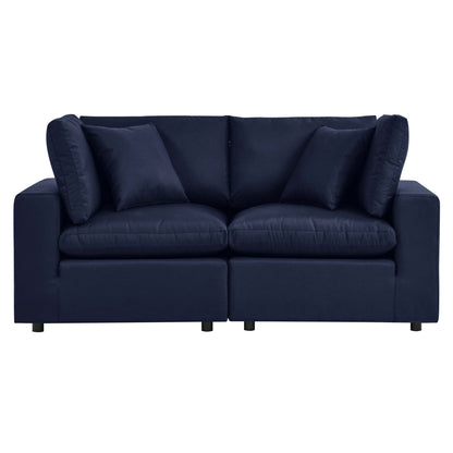Modway - Commix Overstuffed Outdoor Patio Loveseat by Modway  Outdoor Furniture Sofa Sectionals Blue - EEI-5576-NAV