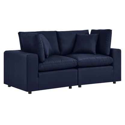 Modway - Commix Overstuffed Outdoor Patio Loveseat by Modway  Outdoor Furniture Sofa Sectionals Blue - EEI-5576-NAV