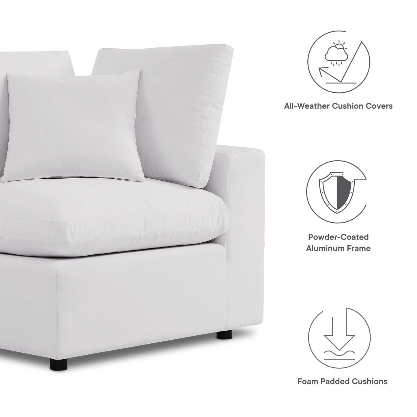 Modway - Commix Overstuffed Outdoor Patio Loveseat by Modway  Outdoor Furniture Sofa Sectionals White - EEI-5576-WHI