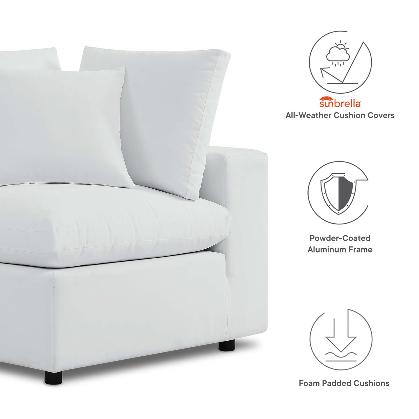 Modway - Commix Sunbrella? Outdoor Patio Loveseat by Modway  Outdoor Furniture Sofa Sectionals White - EEI-5577-WHI