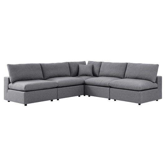 Modway Outlet Commix 5-Piece Sunbrella? Outdoor Patio Sectional Sofa by Modway  Outdoor Furniture Furniture Gray - EEI-5588-SLA
