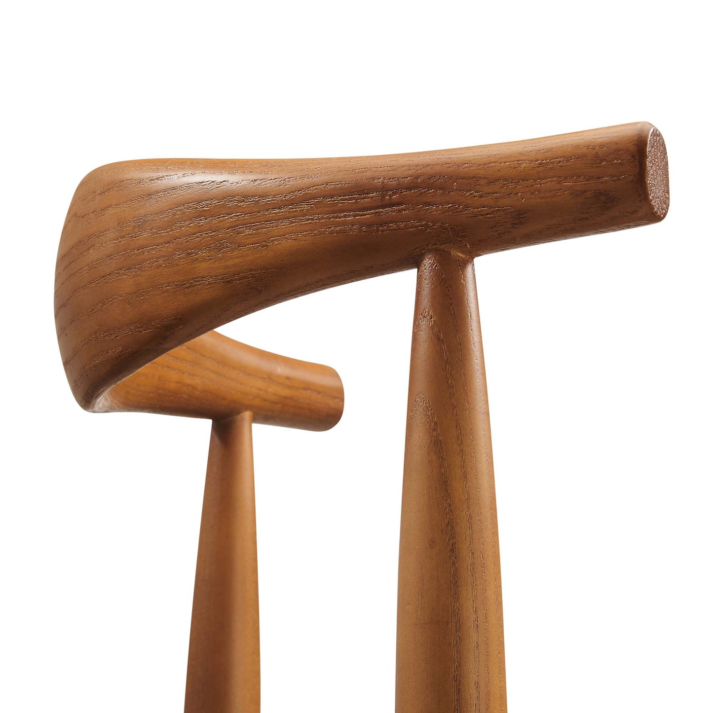 Black dining side chair with a curved back.