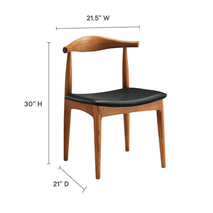 Black dining side chair with cushioned seat & curved back; 21.5W x 30H x 21D.