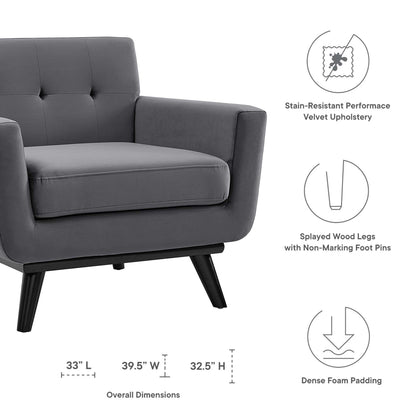 Modway Outlet Engage Performance Velvet Armchair by Modway  Living Room Furniture Gray - EEI-5598-GRY