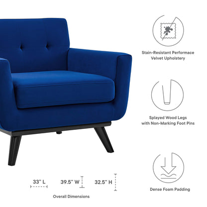 Modway Outlet Engage Performance Velvet Armchair by Modway  Living Room Furniture Navy - EEI-5598-NAV