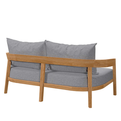 Modway - Brisbane Teak Wood Outdoor Patio Loveseat by Modway  Outdoor Furniture Sofa Sectionals Gray - EEI-5601-NAT-GRY