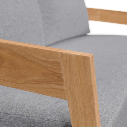 Modway - Brisbane Teak Wood Outdoor Patio Loveseat by Modway  Outdoor Furniture Sofa Sectionals Gray - EEI-5601-NAT-GRY