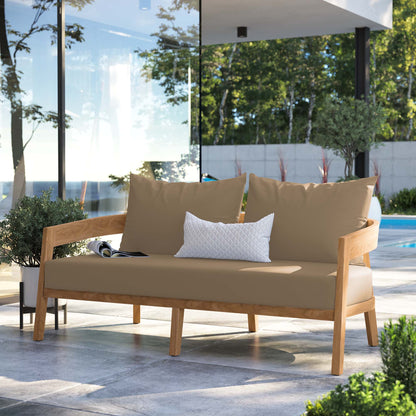 Modway - Brisbane Teak Wood Outdoor Patio Loveseat by Modway  Outdoor Furniture Sofa Sectionals Brown - EEI-5601-NAT-LBR