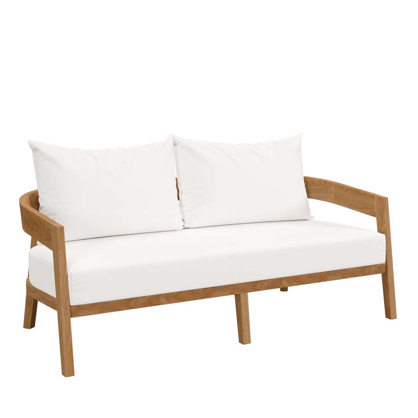 Modway - Brisbane Teak Wood Outdoor Patio Loveseat by Modway  Outdoor Furniture Sofa Sectionals White - EEI-5601-NAT-WHI