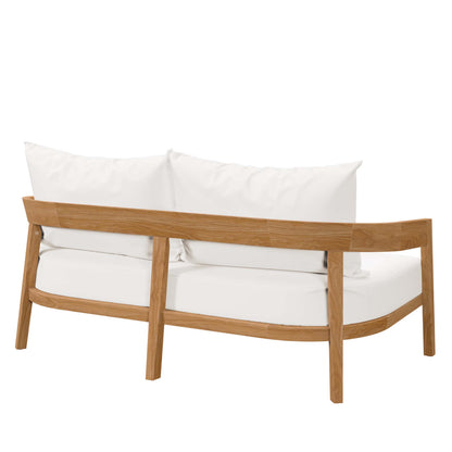 Modway - Brisbane Teak Wood Outdoor Patio Loveseat by Modway  Outdoor Furniture Sofa Sectionals White - EEI-5601-NAT-WHI
