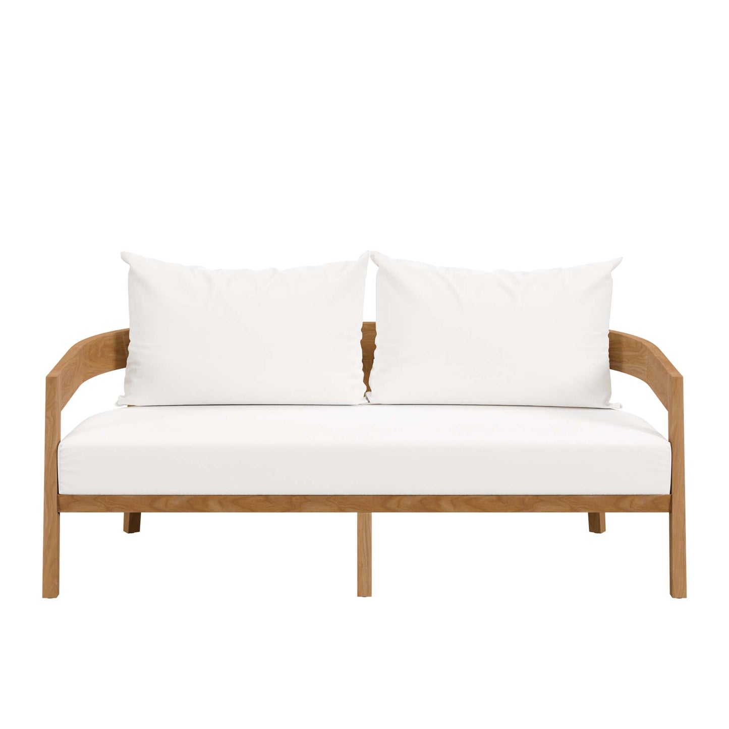 Modway - Brisbane Teak Wood Outdoor Patio Loveseat by Modway  Outdoor Furniture Sofa Sectionals White - EEI-5601-NAT-WHI