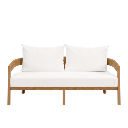 Modway - Brisbane Teak Wood Outdoor Patio Loveseat by Modway  Outdoor Furniture Sofa Sectionals White - EEI-5601-NAT-WHI