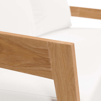 Modway - Brisbane Teak Wood Outdoor Patio Loveseat by Modway  Outdoor Furniture Sofa Sectionals White - EEI-5601-NAT-WHI