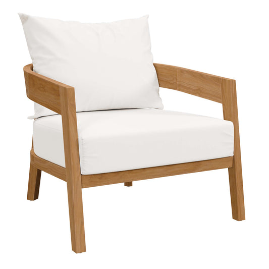 Modway - Brisbane Teak Wood Outdoor Patio Armchair by Modway  Outdoor Furniture Sofa Sectionals White - EEI-5602-NAT-WHI