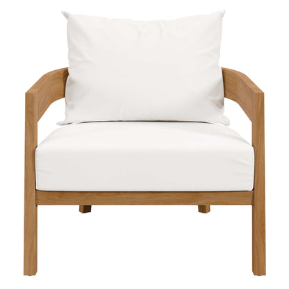 Modway - Brisbane Teak Wood Outdoor Patio Armchair by Modway  Outdoor Furniture Sofa Sectionals White - EEI-5602-NAT-WHI