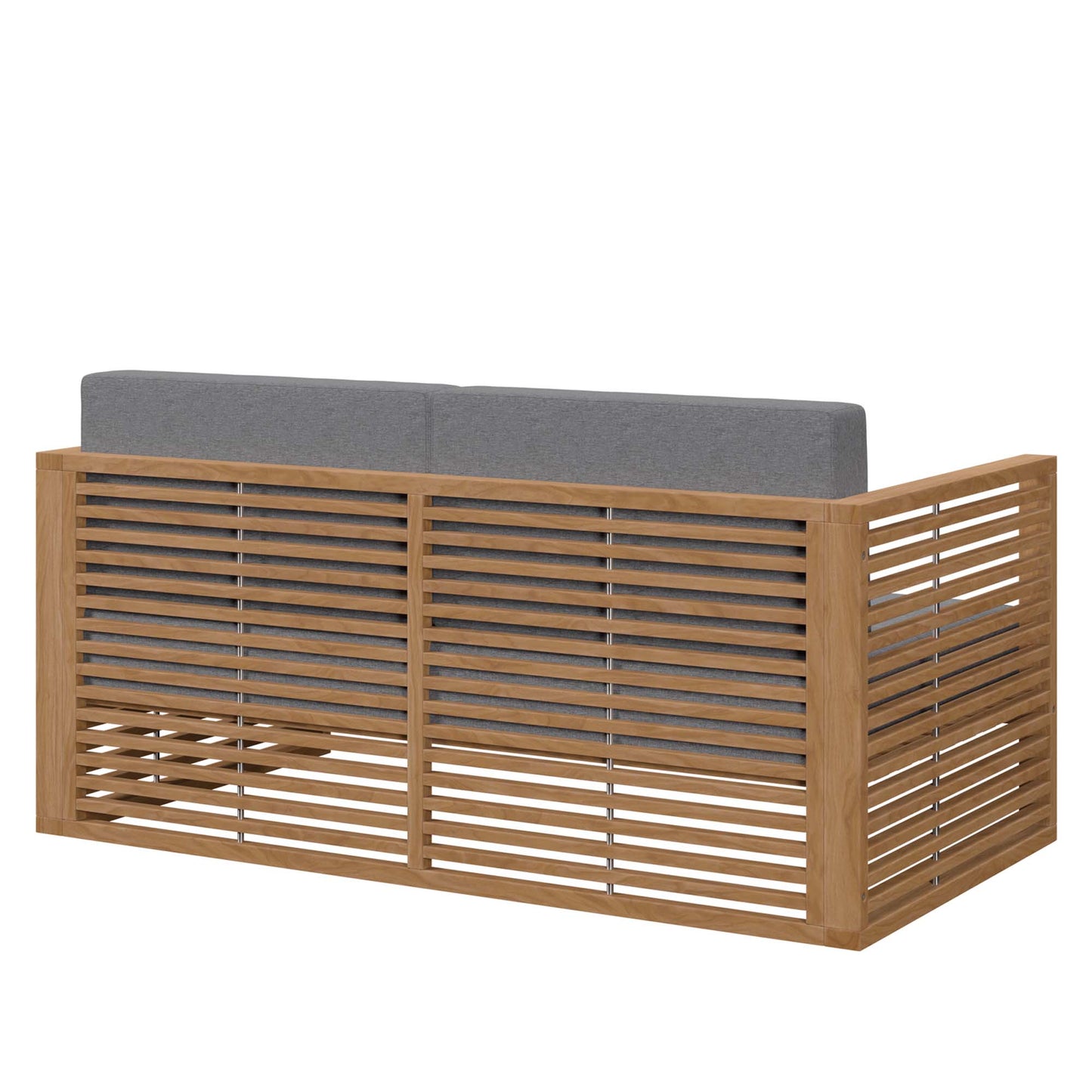 Modway - Carlsbad Teak Wood Outdoor Patio Loveseat by Modway  Outdoor Furniture Sofa Sectionals Gray - EEI-5605-NAT-GRY