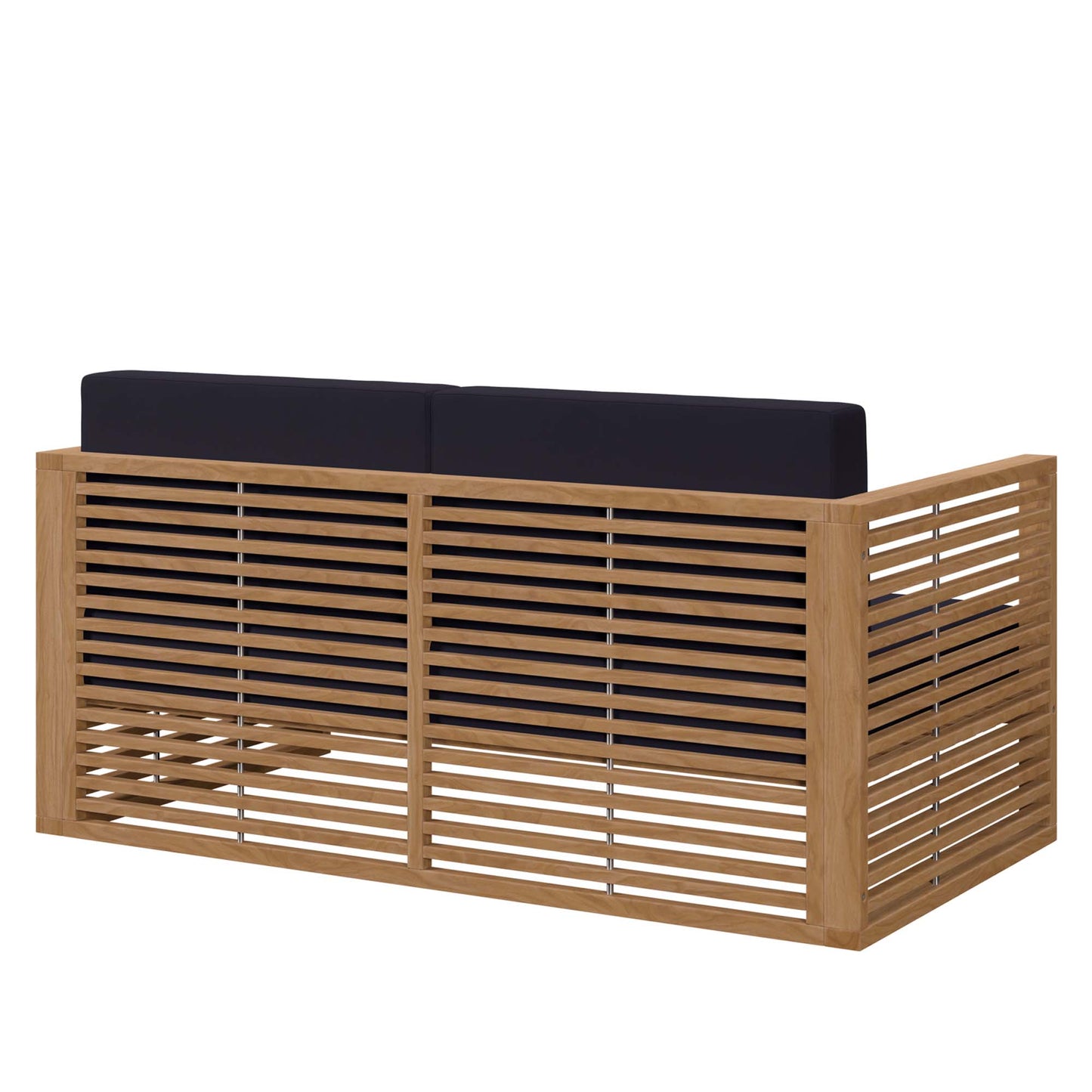 Modway - Carlsbad Teak Wood Outdoor Patio Loveseat by Modway  Outdoor Furniture Sofa Sectionals Blue - EEI-5605-NAT-NAV