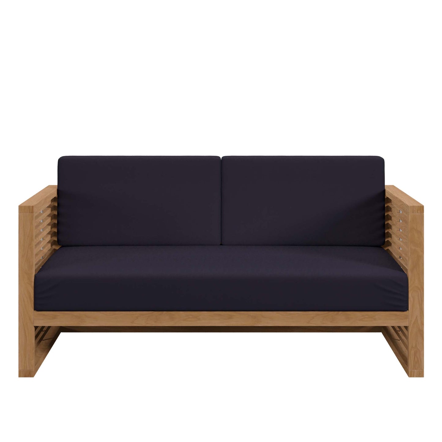 Modway - Carlsbad Teak Wood Outdoor Patio Loveseat by Modway  Outdoor Furniture Sofa Sectionals Blue - EEI-5605-NAT-NAV