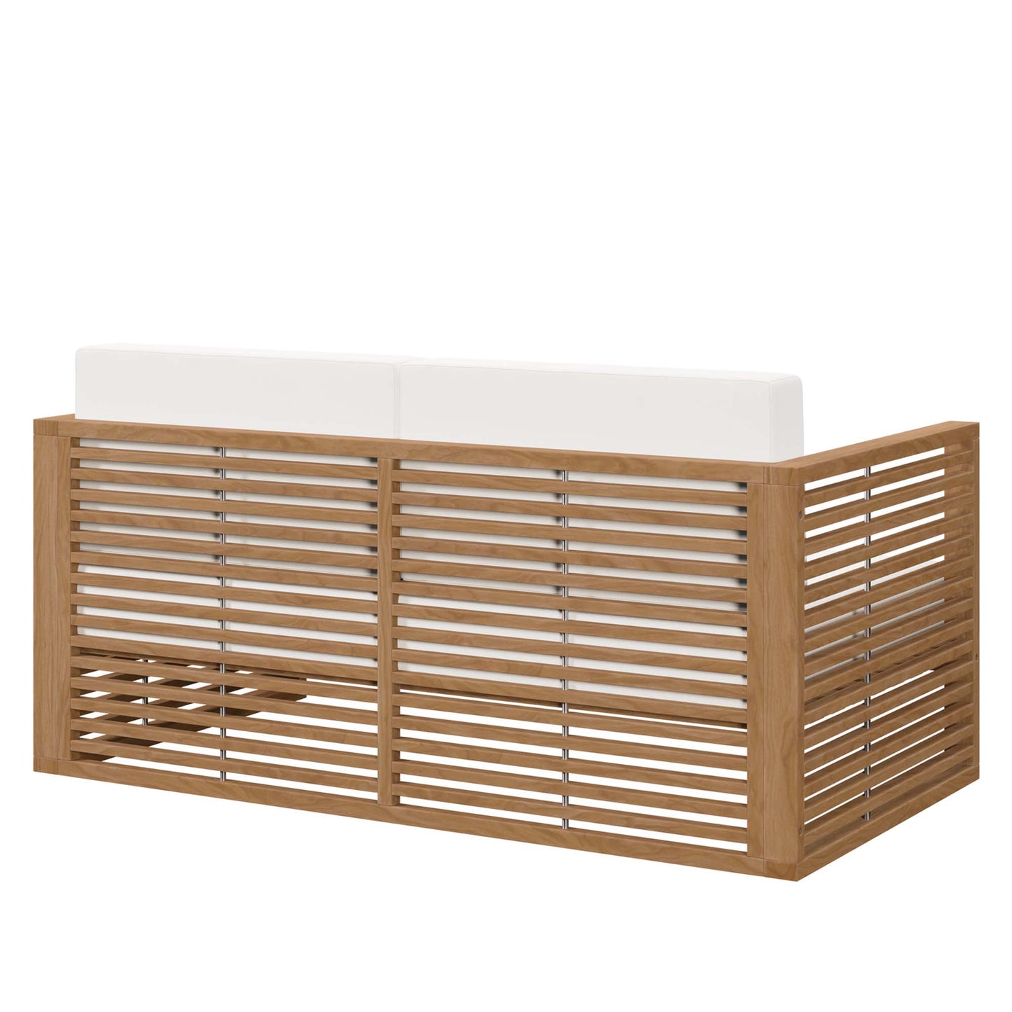 Modway - Carlsbad Teak Wood Outdoor Patio Loveseat by Modway  Outdoor Furniture Sofa Sectionals White - EEI-5605-NAT-WHI