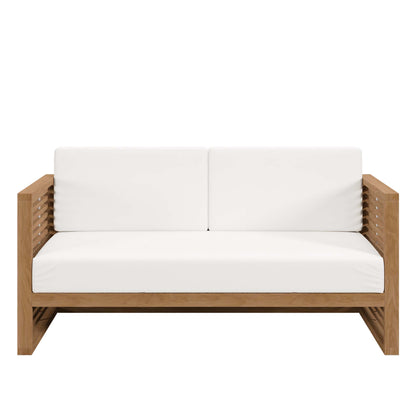 Modway - Carlsbad Teak Wood Outdoor Patio Loveseat by Modway  Outdoor Furniture Sofa Sectionals White - EEI-5605-NAT-WHI