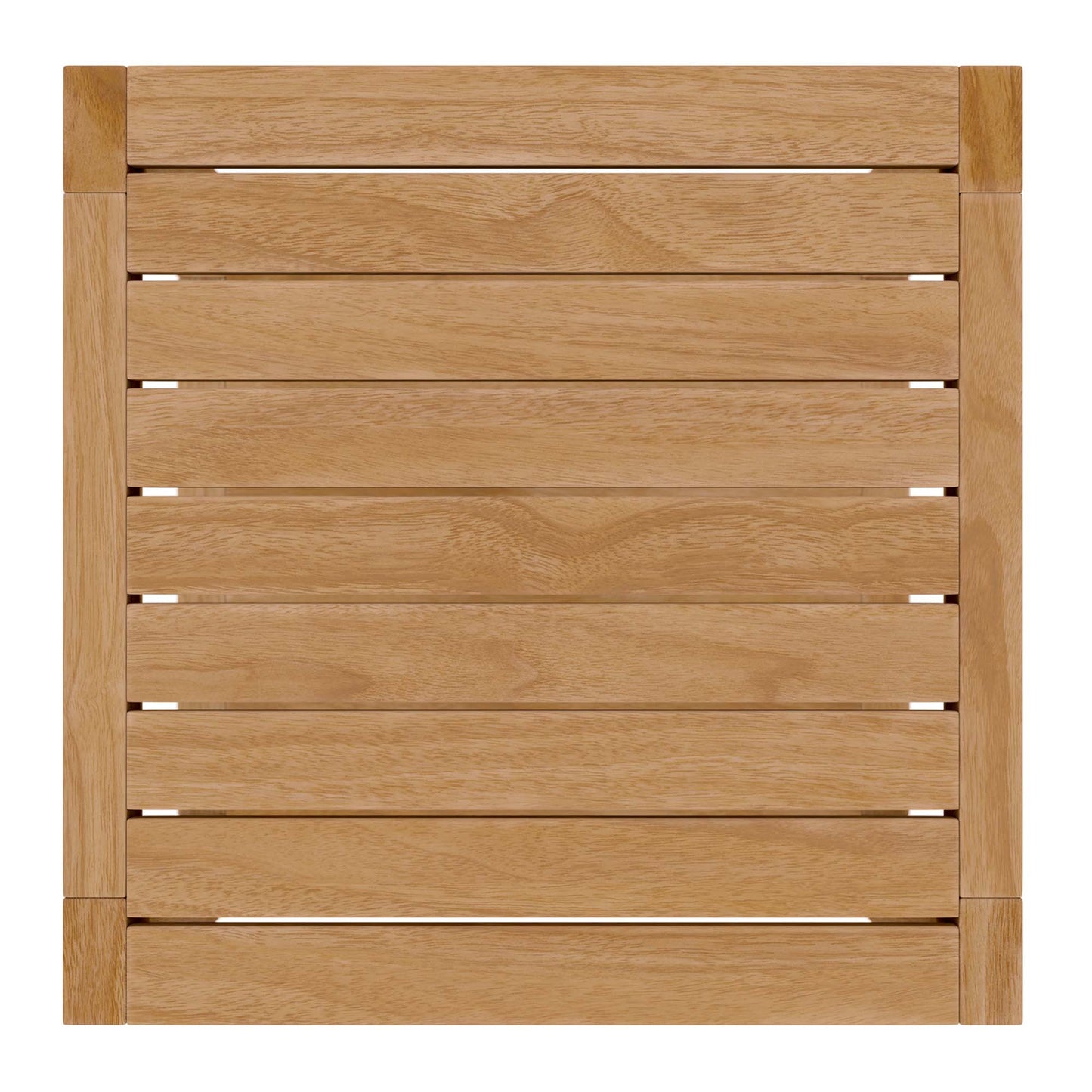 Natural teak wood outdoor patio side table.